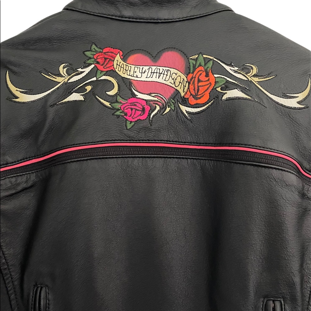 Harley Davidson black leather motorcycle jacket XS